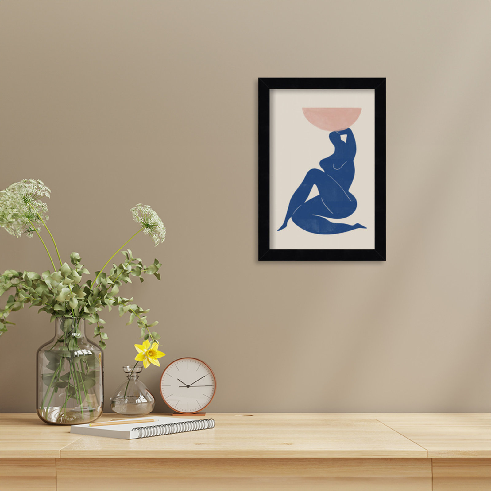 Northglenn "Vase and Woman" Print, Black, 13" H x 9" W