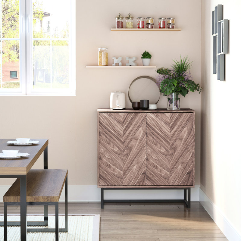Buffet réglable en noyer, armoire en noyer pour une organisation de cuisine efficace avec portes doubles et configuration
