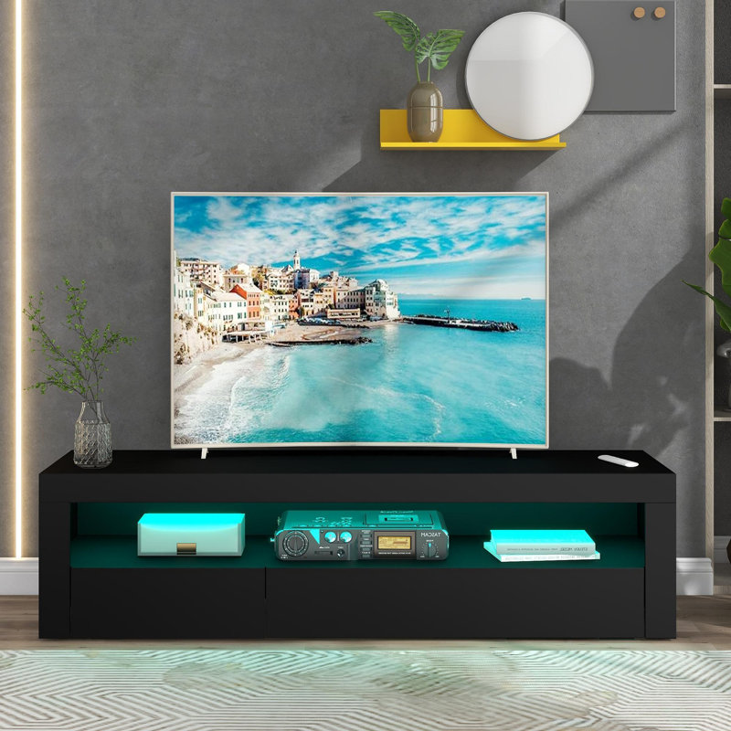 Moroney Unfinished TV Stand for TVs up to 65", Black