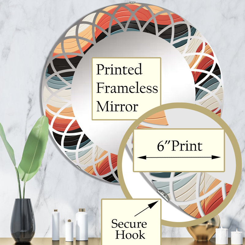 Irlee - Miroir mural rond Mid-Century, 32 po x 32 po