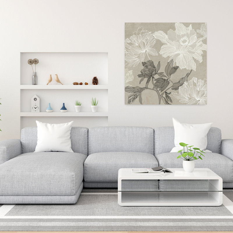 Art floral, lignes florales délicates et élégantes, H 36 po x l 36 po