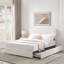 Lit plateforme tapissier à 2 tiroirs avec grand lit, tête de lit capitonnée surpiquée, support de matelas à lattes en bois, aucun sommier requis