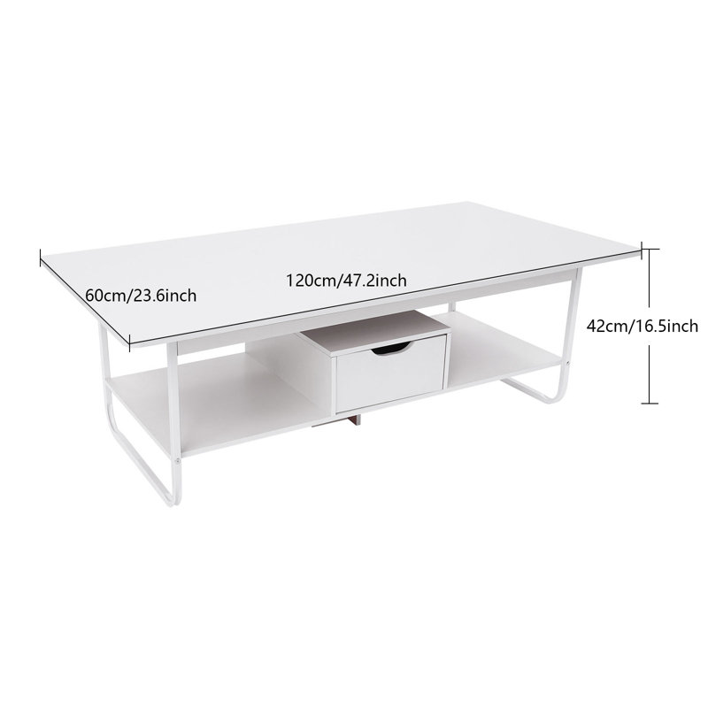 Modern Rectangular Coffee Table, White