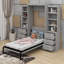 Lit escamotable double avec tablettes et tiroirs
