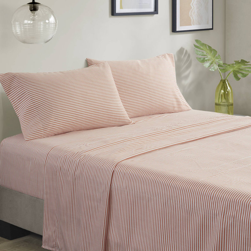 Full Coral and Grey Microfiber Reversible Bed in a Bag Set