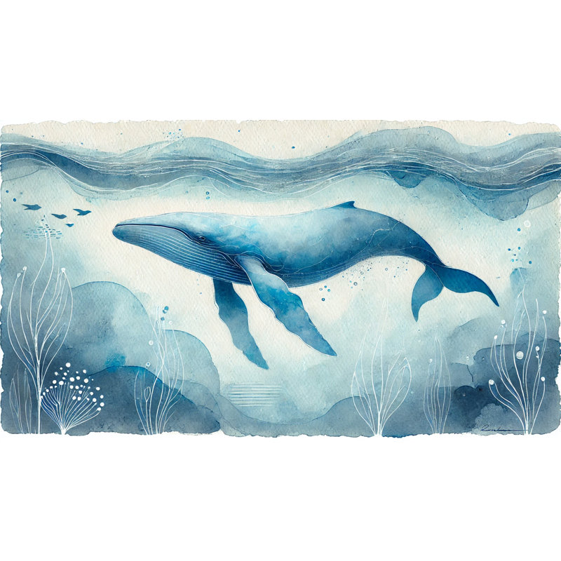 «Deep Sea Grace», baleine sur toile tendue, H 20 po x l 40 po