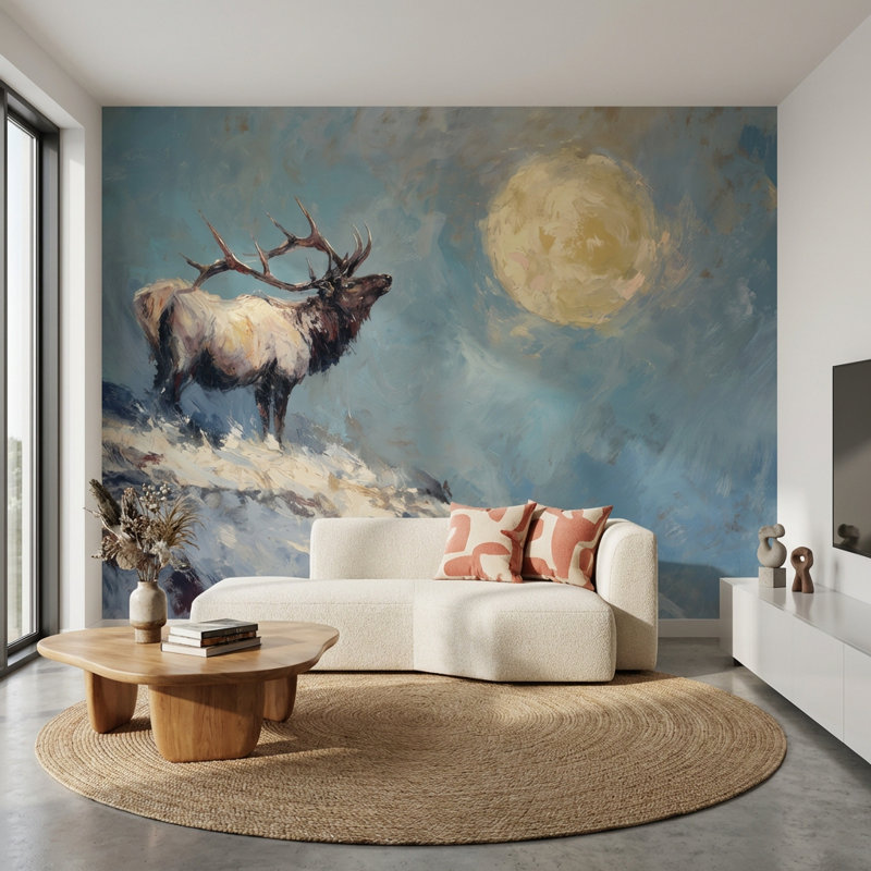 Papier peint mural Elk Landscape, Peler et coller, 200 po x 120 po