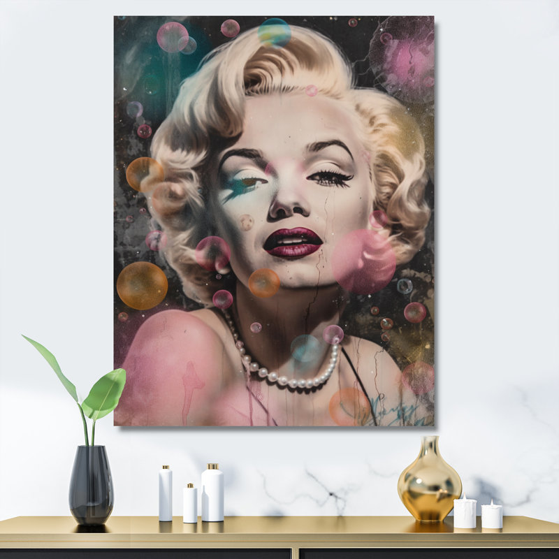Rétro Marilyn Manroe sur toile, H 40 po x l 30 po x P 1,5 po, Toile tendue