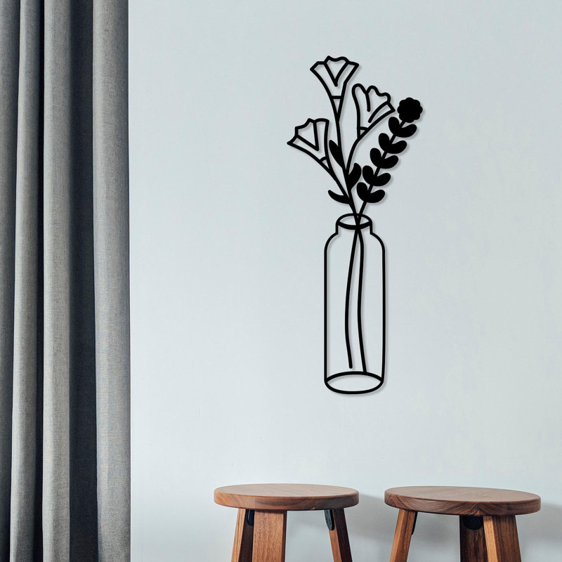 Decorative Black Metal Wall Accessory, 9.4 x 23.6 inches | 100% Metal Construction, Thickness: 0.06 inches | Easy Wall Mount Design | Stylish Addition for Home Decor, Living Room or Office Spaces