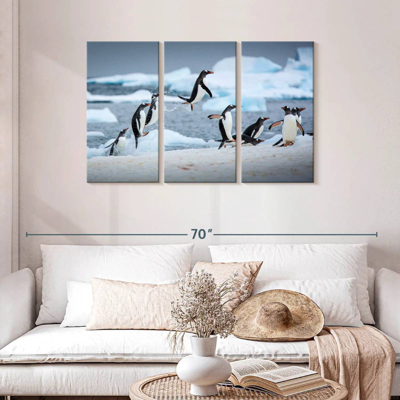 Brampt Penguins Jumping On Ice, 28" H x 45" W