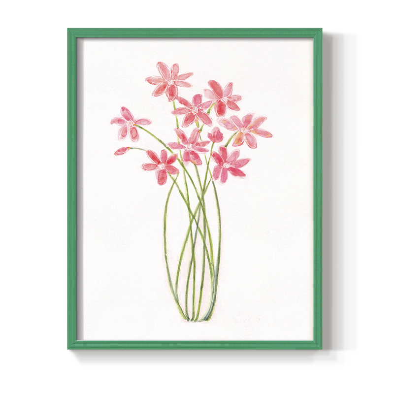 Reproduction encadrée entrelacée Bouquet II - bois massif, Vert, H 11 po x l 9 po
