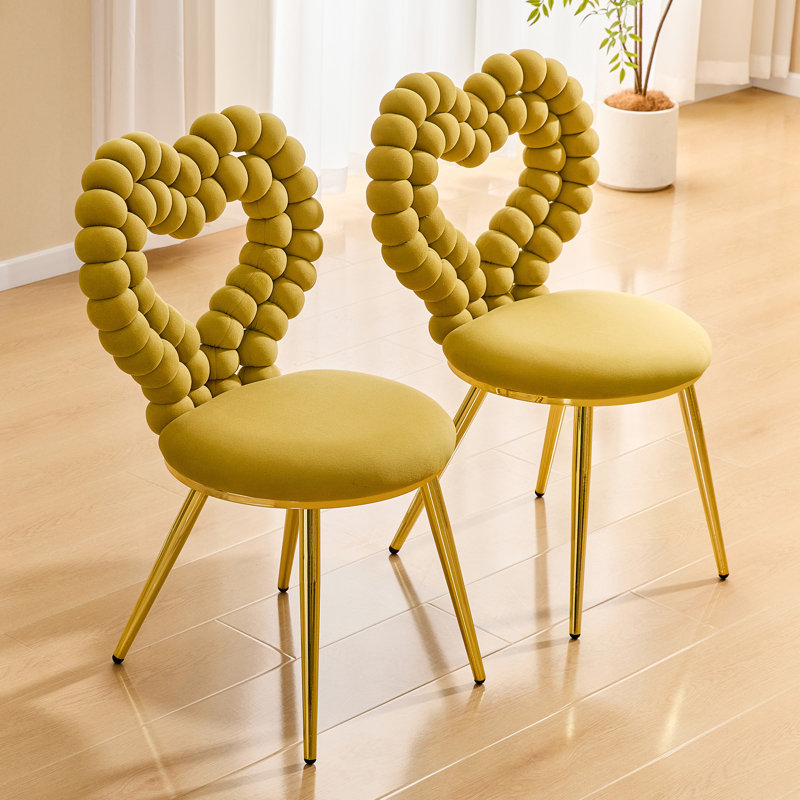 Fauteuil d'appoint unique capitonné à bulles, 2 pièces, Doré, jaune, Doré, jaune