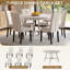 Ensemble de table de salle à manger 7 pièces pour 6 personnes, table de cuisine en bois massif et 6 chaises rembourrées en lin avec pieds en bois d'hévéa massif, ensemble de salle à manger style campagne moderne Mid-Century, beige-991539557
