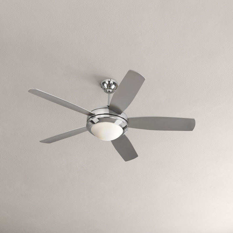 Stoller 44'' Ceiling Fan with LED Lights, Polished Nickel with Silver/Walnut Blades, LED