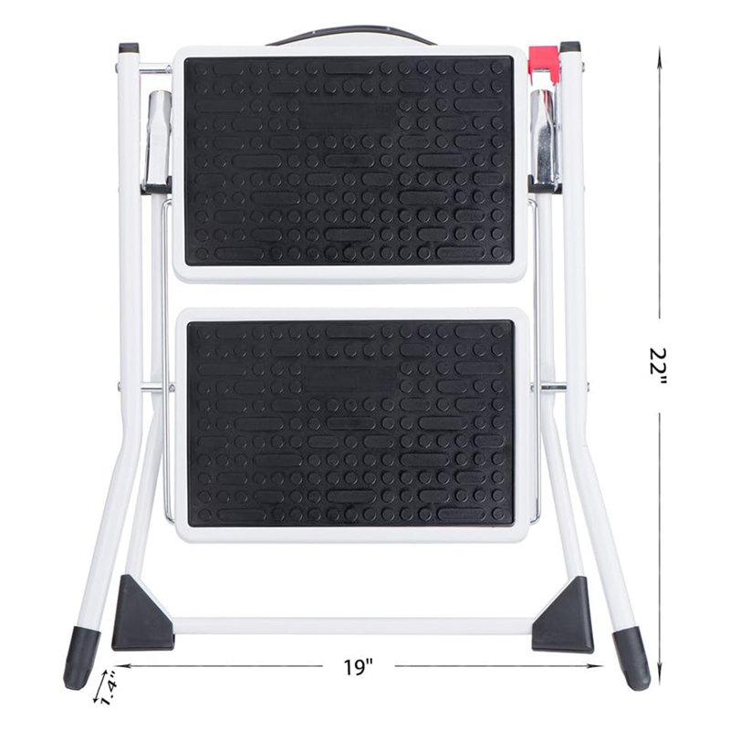 Delxo Steel Folding 2 Mini Stool Safe Step Stepladder with Carry Handle (4 Pack)