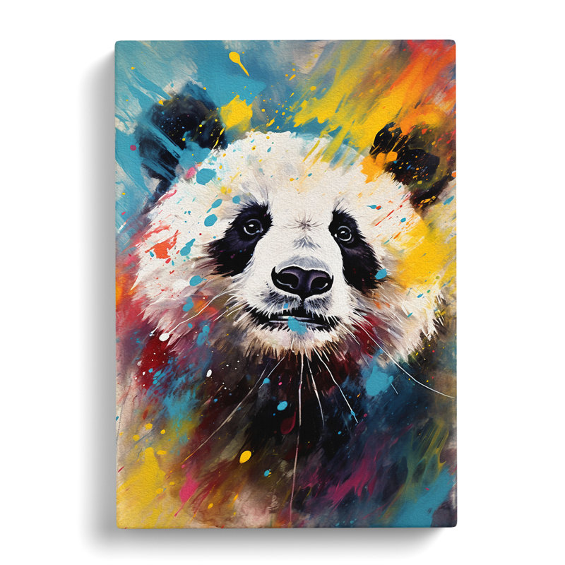 Panda Gestural No.3 - Wrapped Canvas, 60cm H x 40cm W x 3cm D