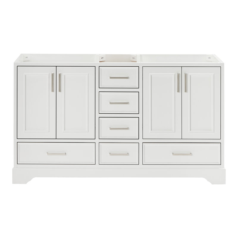 Base de meuble-lavabo double 60,75 po Peightyn seulement, Blanc