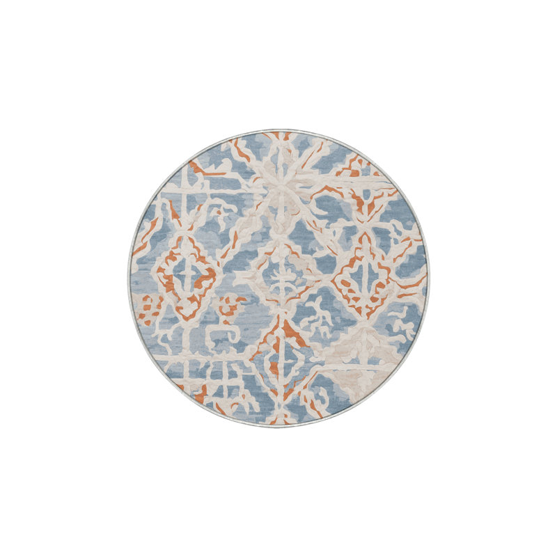 Machine Washable Beige Area Rug, Round 4'
