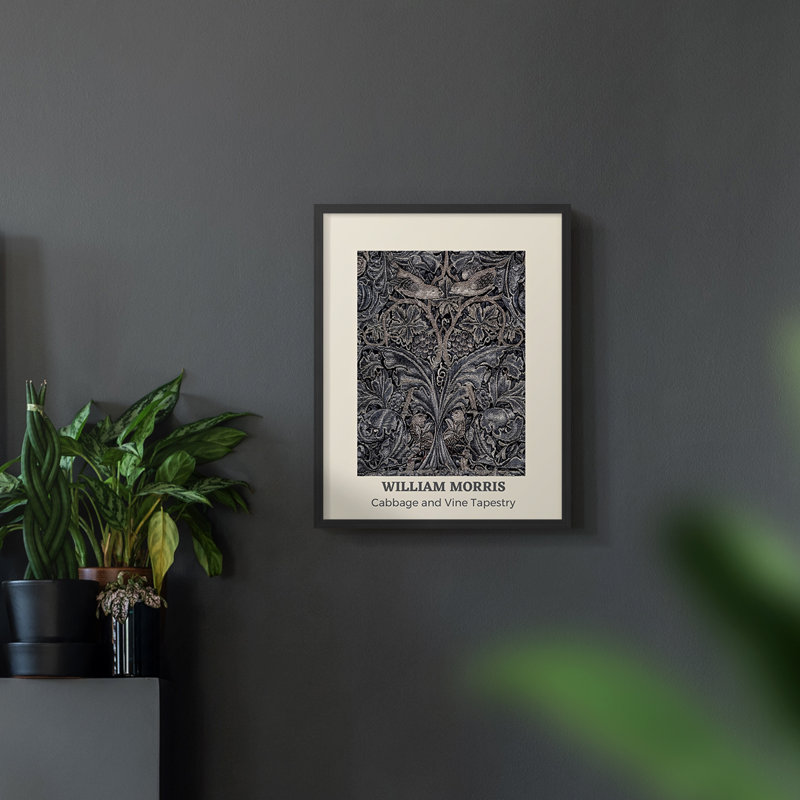 William Morris, reproduction encadrée XC, Noyer, H 14 po x l 11 po