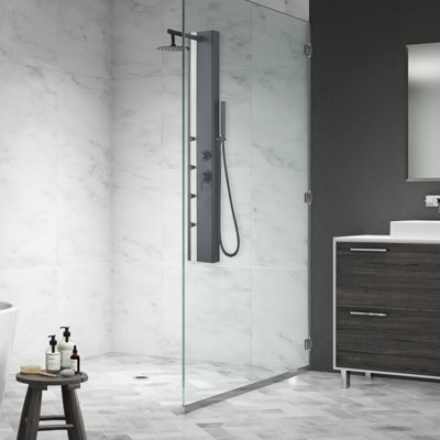 Eclipse 8-in Rain Showerhead ShowerSpa with 4-Body Jets and Handshower Brushed Stainless Steel