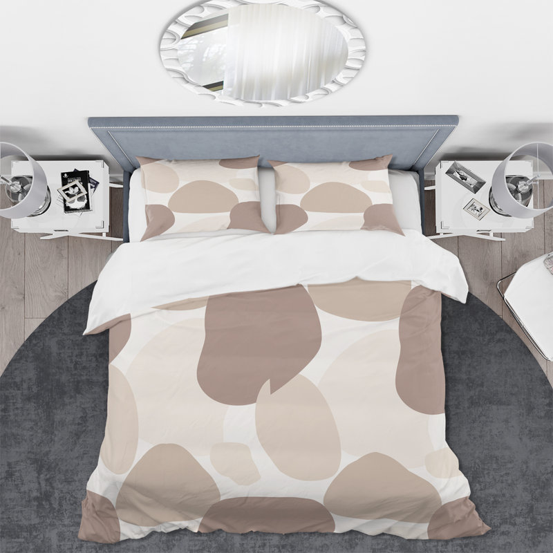 Organic Shapes In Earth Tones I - Ensemble de housse de couette moderne - Microfibre de polyester