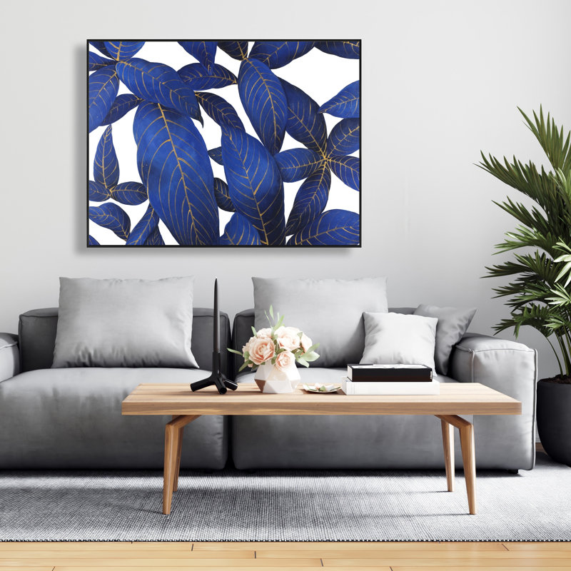 Abstrait moderne feuilles bleues - décor de toile exotique floral