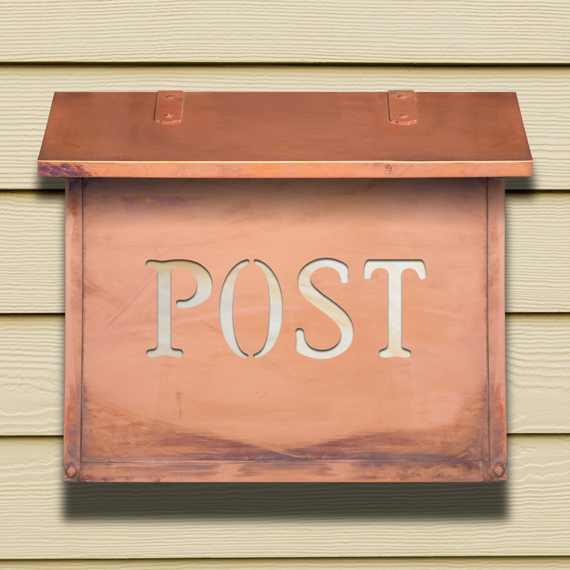 Classic Brass Wall Mounted Mailbox, Honey, New Verde