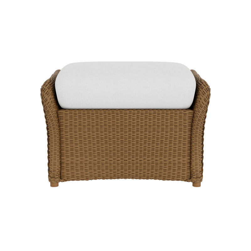 Weekend Retreat Outdoor Ottoman, Canvas Natural, Hickory