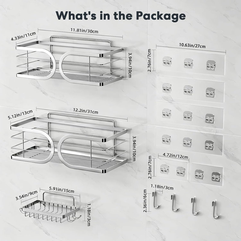 Shower Caddy 3 Pack with Soap Holder