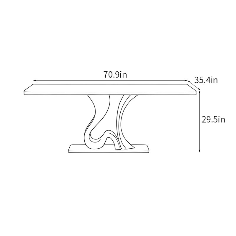 Simple light luxury rectangular dining table, 29.5'H x 70.9"L x 35.4"W
