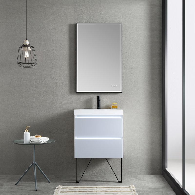 Ensemble de meuble-lavabo simple 24 po Fahriye, Gris clair