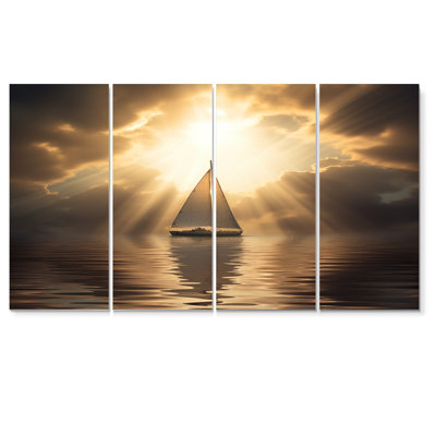 Voilier «Tranquility God Rays After The Storm» - décoration murale bateau 4 pièces