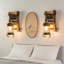 Applique murale rustique de style campagnard avec support en bois et corde