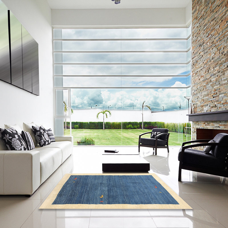 Tapis abstrait bleu ciel, Carré 7 pi
