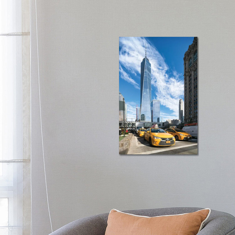 One World Trade Center and Cabs in New York City 1 Piece Wrapped Canvas Wall Art, 66.04 cm H x 45.72 cm W x 1.91 cm D