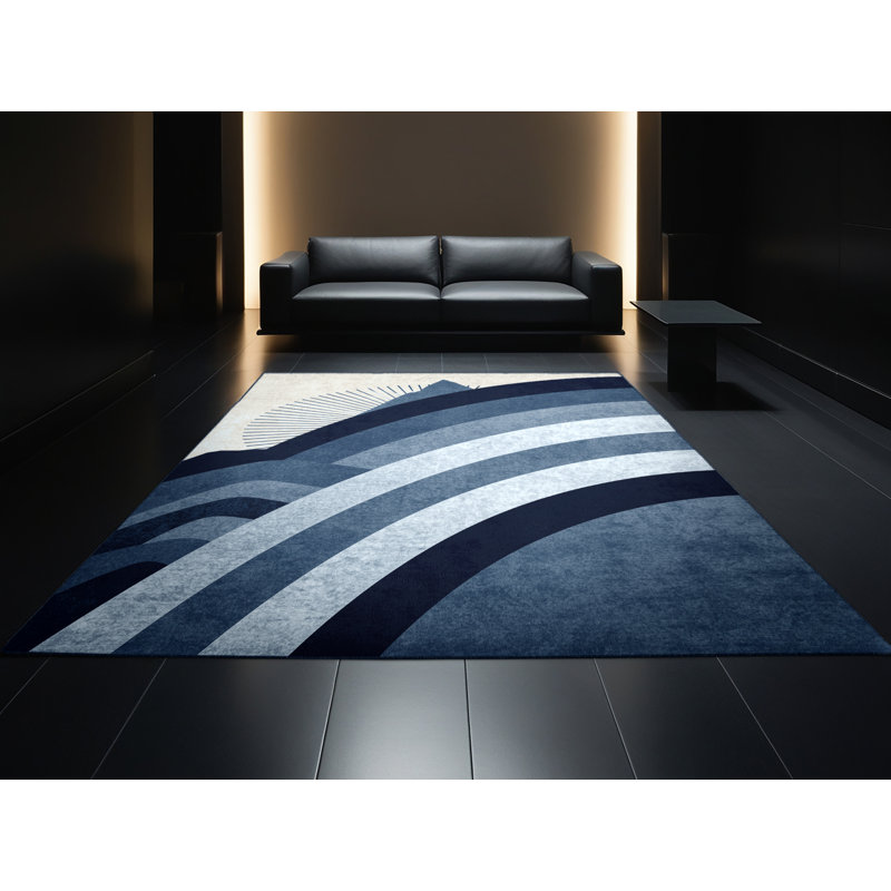 Tapis gris moelleux moelleux Art Deco, Rond 4 pi
