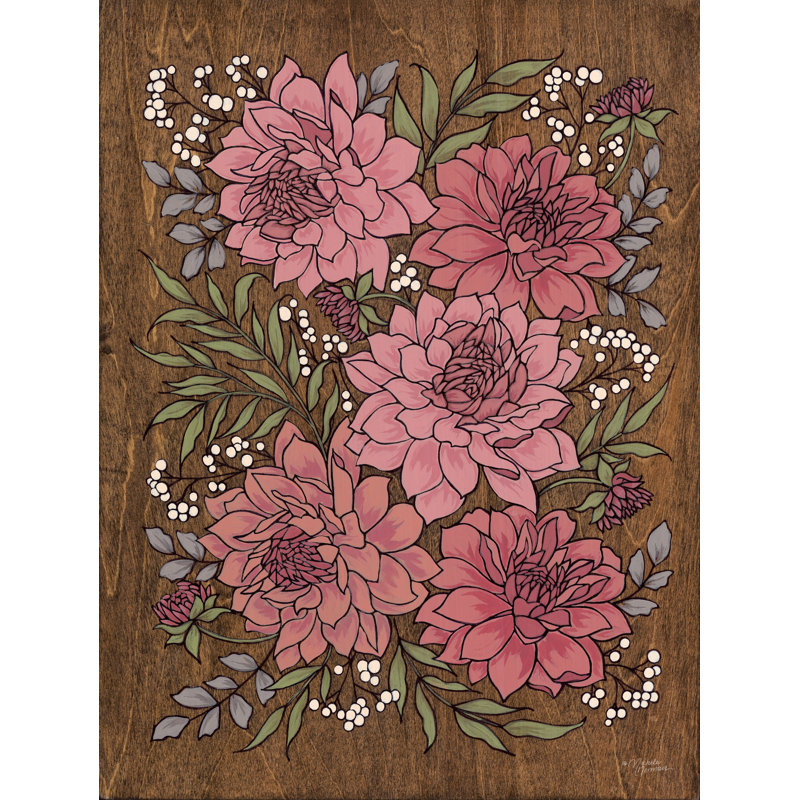 Glorious Dahlias par Michele Norman, H 48 po x l 36 po, Pas de tapis, Cadre flottant noir