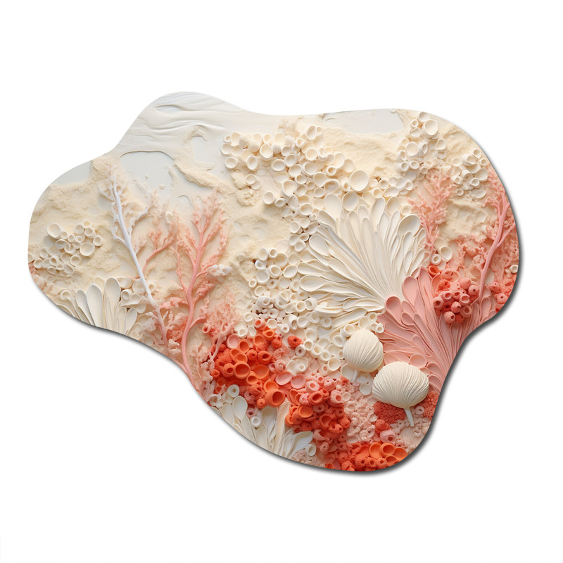 Décoration murale en métal irrégulier rose et blanc, H 27 po x l 35 po