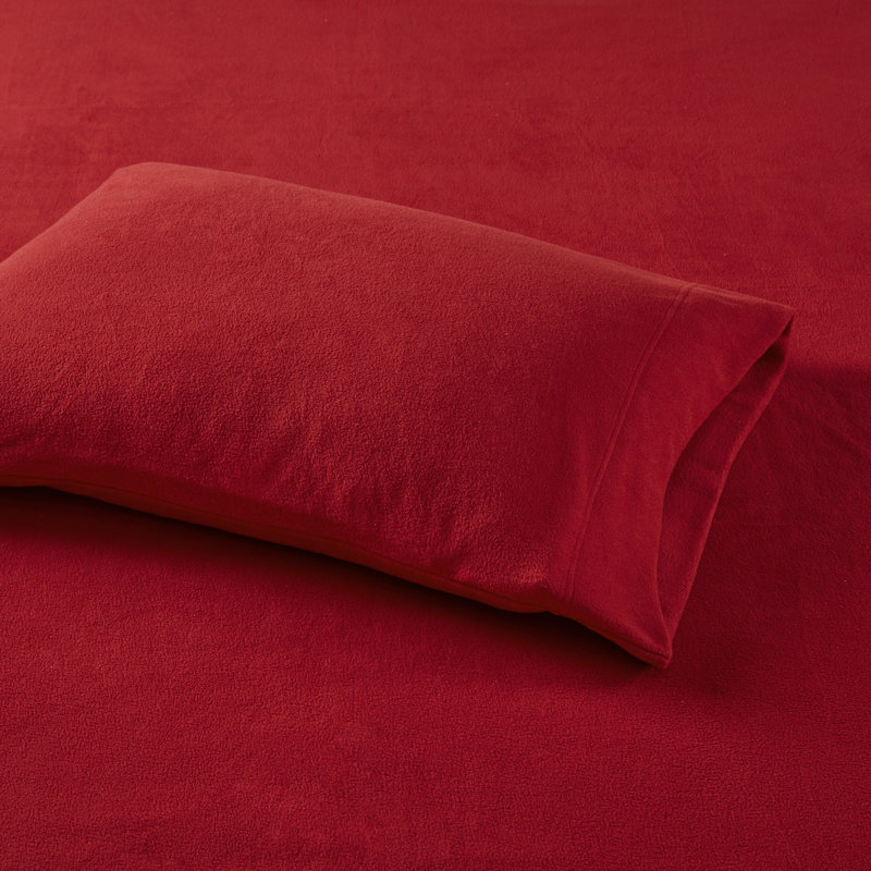 Micro Fleece Sheet Set, Red, California King Sheet Set with 2 Pillowcases