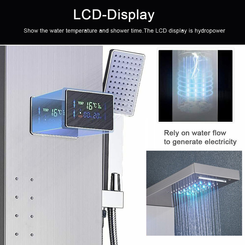 48 Shower Panel With Fixed Shower Head, Brushed Nickel