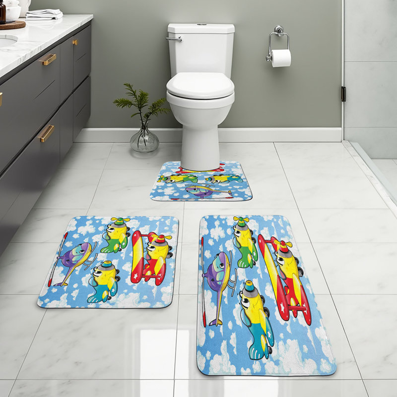  Multicolore ensemble de tapis de salle de bain 3 pièces