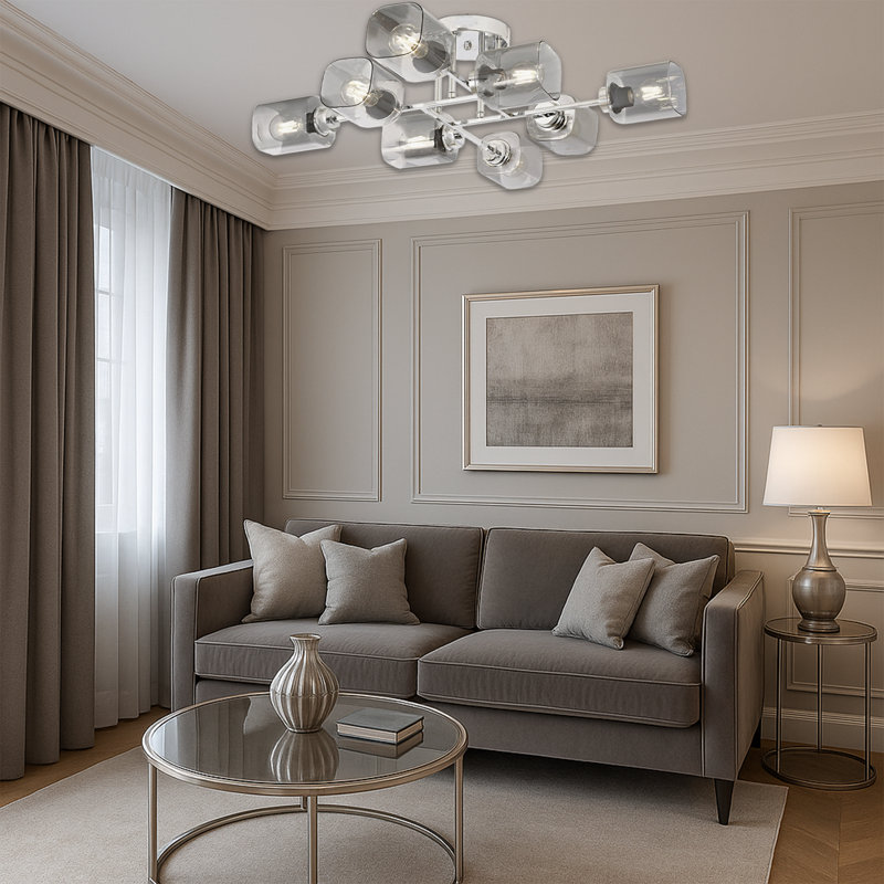 Plafonnier semi-encastré 8 lumières