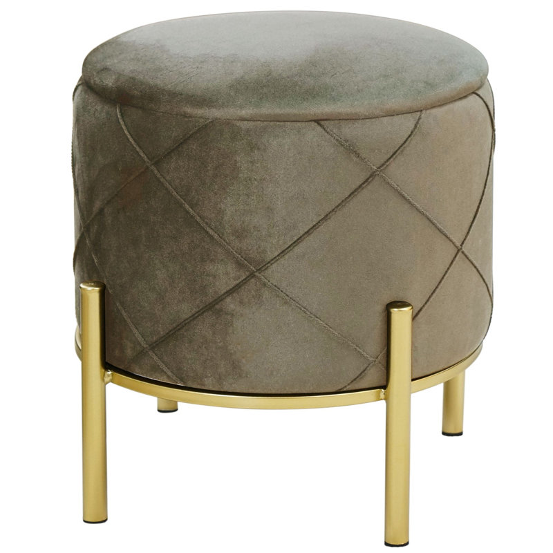 Adlei 37cm Wide Velvet Tufted Circle Pouffe Ottoman with Storage