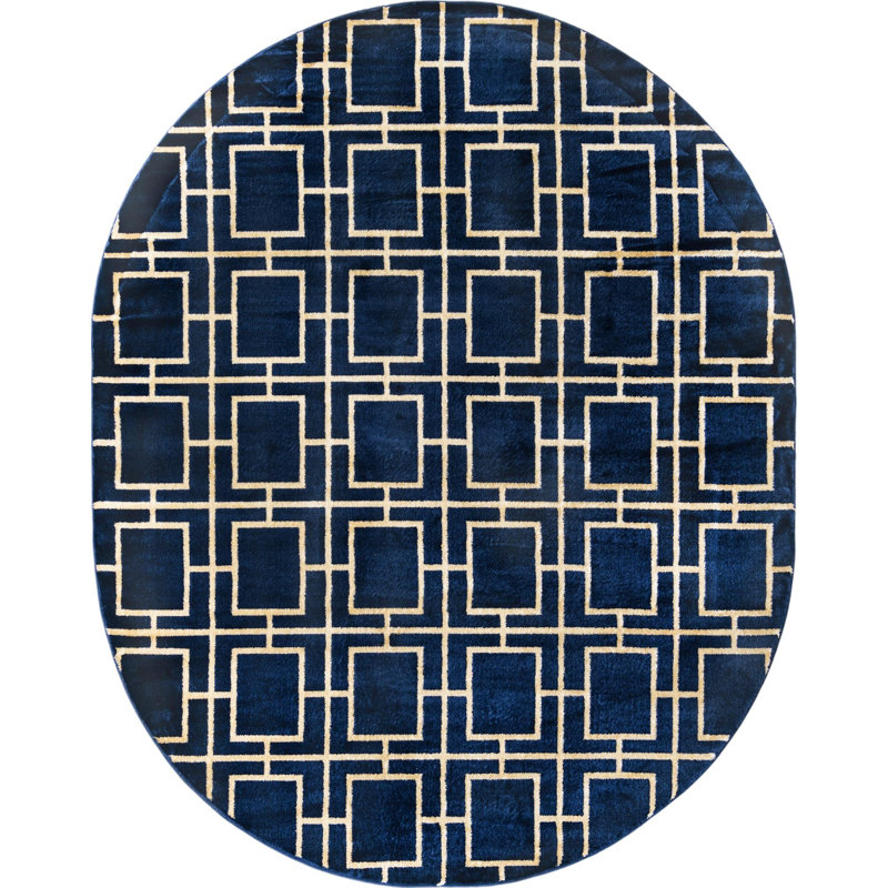 Tapis bleu marine Corando, Ovale 7 pi 10 po x 10 pi
