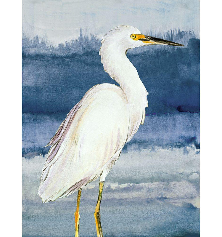 ArtDirect Loreth, Lanie Gallery Wrapped Canvas Art Titled: Heron on Blue II, 47" H x 36" W