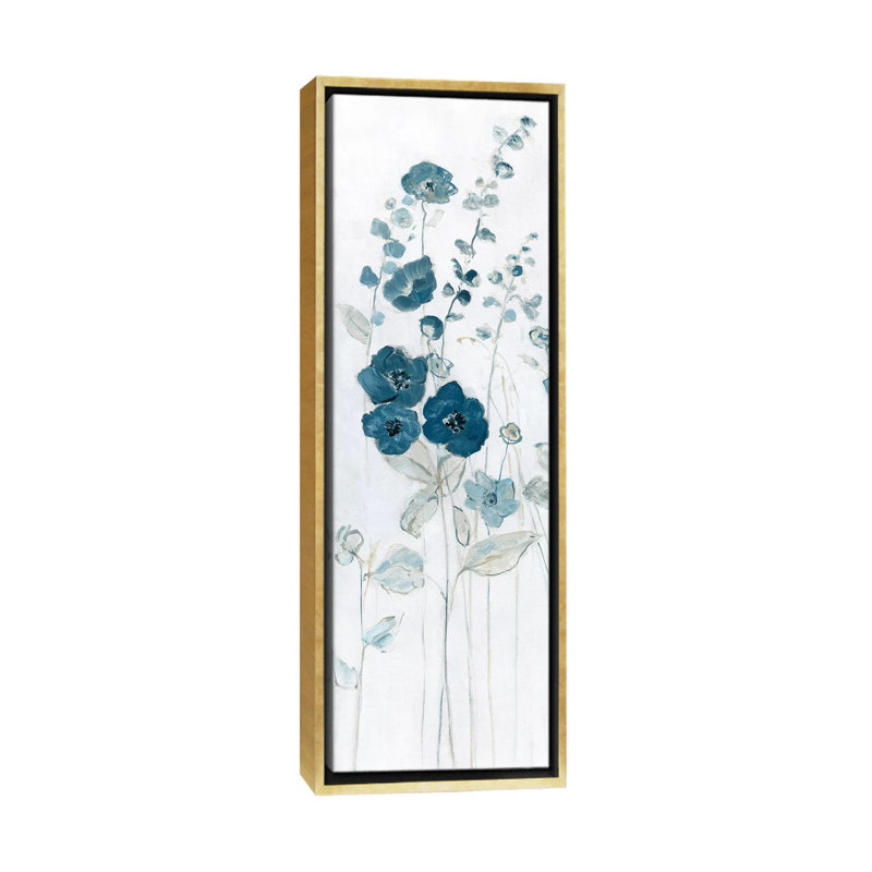 «Fields of Blue I» par Sally Swatland, reproduction d'art sur toile, H 36 po x l 12 po x P 1,5 po, Toile encadrée d'or