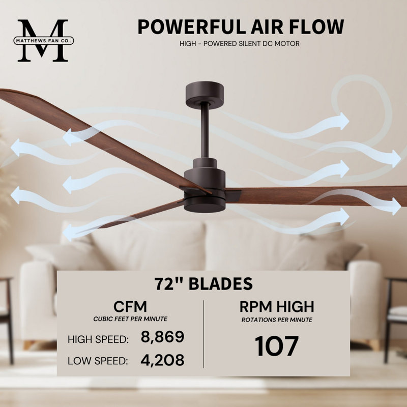 Alessandra Outdoor Downrod Ceiling Fan, Walnut, Textured Bronze
