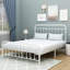 Structure de lit grand format en métal blanc avec tête de lit de style victorien, rangement et support à lattes, support, fonctionnalité longue durée-910522072