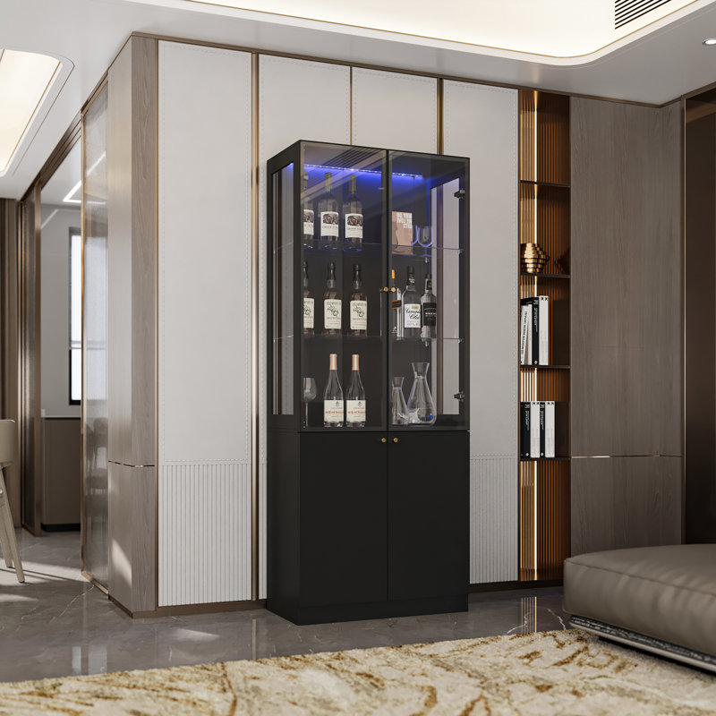 78.7"H China Cabinet With Glass Door And Light