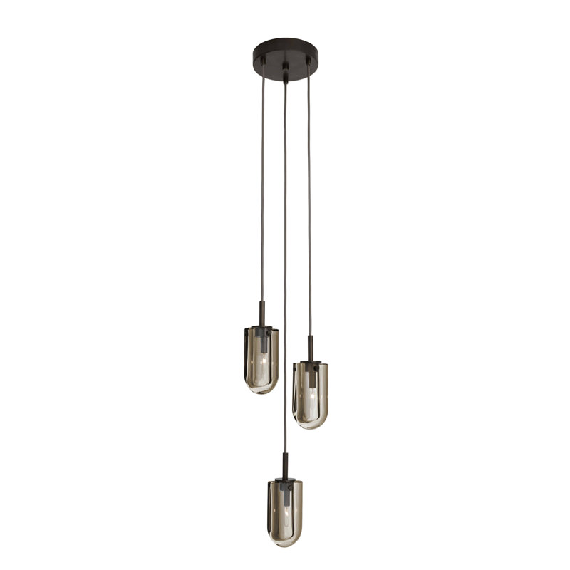 Javier Multi-Port Chandelier, Smoke, English Bronze, 3 Lights